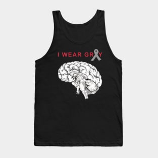 I Wear Grey, Brain Cancer Awareness Brain Tumor Tank Top